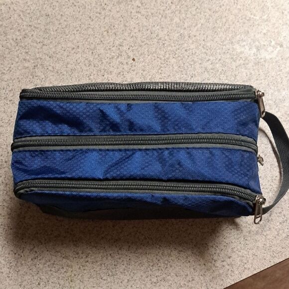 Royal Blue Nylon Toiletry Bag with Dual Compartments - Picture 1 of 4